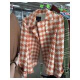 J CREW ORANGE HOUNDSTOOTH JACKET SZ 8