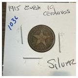1915 CUBA 10 CENTAVOS SILVER