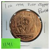 1 OZ .999 PURE COPPER BULLION ROUND PANDA