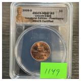 2009-D ANACS MS67 RD GRADED CENT