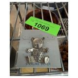 STERLING SILVER TEDDY BEAR BROOCH PIN