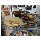 WOOD COMPOTE W FRUIT & SALAD BOWL IN FRONT