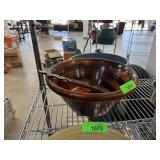 LARGE WOOD SALAD BOWL W UTENSILS