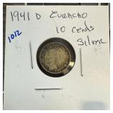 1941-D CURACAO 10 CENTS SILVER