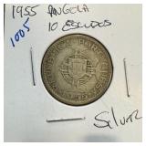 1955 ANGOLA 10 SILVER ESCUDOS