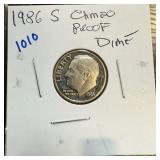 1986-S CAMEO PROOF ROOSEVELT DIME