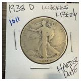 1938-D WALKING LIBERTY SILVER HALF DOLLAR