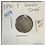 1890 SEATED LIBERTY SILVER DIME
