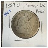 1857-O SEATED LIBERTY SILVER HALF DOLLAR