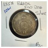 1858 BRAZIL 500 REIS SILVER