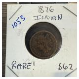 1876 INDIAN HEAD PENNY CENT KEY DATE