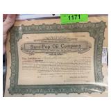 SURE POP OIL COMPANY STOCK CERTIFICATE