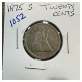 1875-S SEATED LIBERTY SILVER 20 CENTS