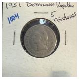 1951 DOMINICAN REPUBLIC 5 CENTAVOS