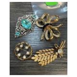 4PC VINTAGE BROOCH LOT SARAH COVENTRY MORE