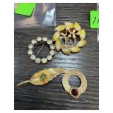 4PC VINTAGE BROOCH / PIN LOT
