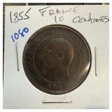 1855 FRANCE 10 CENTIMES