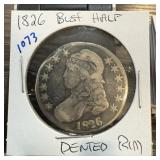 1826 BUST SILVER HALF DOLLAR