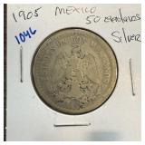 1905 MEXICO 50 CENTAVOS SILVER