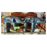 2PC LARGE ANTIQUE CLOISONNE ELEPHANTS W APPRAISAL 2PC LARGE ANTIQUE CLOISONNE ELEPHANTS W APPRAISAL