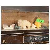 LOT OF MIXED CARVED STONE ITEMS JADE RABBIT+ LOT OF MIXED CARVED STONE ITEMS JADE RABBIT+