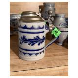 GERMAN STONEWARE BEER STEIN KK HANDMADE GERMAN STONEWARE BEER STEIN KK HANDMADE