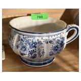 LARGE BLUE DELFT ANTIQUE CHAMBER POT LARGE BLUE DELFT ANTIQUE CHAMBER POT