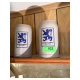 2PC LOWENBRAU MUNICH STONEWARE BEER STEINS 2PC LOWENBRAU MUNICH STONEWARE BEER STEINS