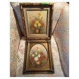 2PC OIL PAITINGS FLORAL STILL LIFE 2PC OIL PAITINGS FLORAL STILL LIFE