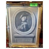 VINTAGE FRAMED ETCHING PRINT FREDERICK II PRUSSIA VINTAGE FRAMED ETCHING PRINT FREDERICK II PRUSSIA