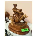 HAND CARVED SIGNED G SALSA OLIVE WOOD SCULPTURE HAND CARVED SIGNED G SALSA OLIVE WOOD SCULPTURE