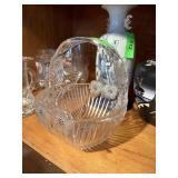 VINTAGE FLORAL GLASS BASKET VINTAGE FLORAL GLASS BASKET