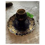 LINDNER KUEPS ECHT COBALT PLATE & VASE LINDNER KUEPS ECHT COBALT PLATE & VASE