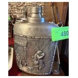 VINTAGE GERMAN PEWTER FLASK REIN ZINN VINTAGE GERMAN PEWTER FLASK REIN ZINN