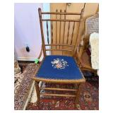 ANTIQUE SPINDLE BACK NEEDLEPOINT SEAT CHAIR ANTIQUE SPINDLE BACK NEEDLEPOINT SEAT CHAIR