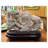 LARGE CARVED JADE SCULPTURE WHITE W GREEN LARGE CARVED JADE SCULPTURE WHITE W GREEN