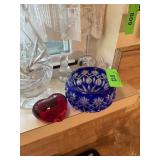 LOT OF CYRYSTAL HEART PAPERWEIGHT ROSE BOWL+ LOT OF CYRYSTAL HEART PAPERWEIGHT ROSE BOWL+