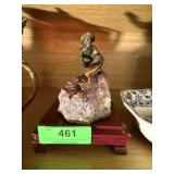 PROSPECTOR FIGURINE ON AMETHYST CLUSTER PROSPECTOR FIGURINE ON AMETHYST CLUSTER