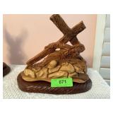 HAND CARVED HD SIGNED G SALSA OLIVE WOOD SCULPTURE HAND CARVED HD SIGNED G SALSA OLIVE WOOD SCULPTURE
