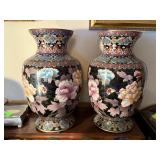 2PC LARGE QUALITY CLOISONNE VASES W RECEIPT 2PC LARGE QUALITY CLOISONNE VASES W RECEIPT