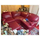 FLEXSTEEL RED LEATHER SECTIONAL SOFA W OTTOMAN FLEXSTEEL RED LEATHER SECTIONAL SOFA W OTTOMAN