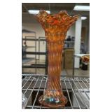FENTON RUSTIC CARNIVAL MARIGOLD SWUNG GLASS VASE FENTON RUSTIC CARNIVAL MARIGOLD SWUNG GLASS VASE