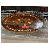 LARGE MARQUETRY HANDLED SERVING TRAY LARGE MARQUETRY HANDLED SERVING TRAY