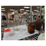 LOT OF MIXED GLASSWARE CARVED WOOD MUG LOT OF MIXED GLASSWARE CARVED WOOD MUG