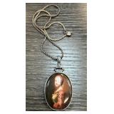 STERLING SILVER PORTRAIT PENDANT NECKLACE STERLING SILVER PORTRAIT PENDANT NECKLACE