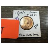 1958/7 GEM RED UNC WHEAT PENNY CENT BREEN 2225 1958/7 GEM RED UNC WHEAT PENNY CENT BREEN 2225