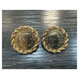 VINTAGE GOLD PLATED MEXICAN COIN EARRINGS VINTAGE GOLD PLATED MEXICAN COIN EARRINGS