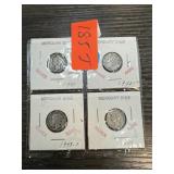 4PC MIXED DATE MERCURY SILVER DIMES 4PC MIXED DATE MERCURY SILVER DIMES