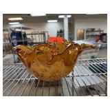 LARGE MURANO AMBER GLASS BOWL LARGE MURANO AMBER GLASS BOWL