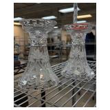 2PC FLEUR DE LIS GLASS VASE CANDLEHOLDERS 2PC FLEUR DE LIS GLASS VASE CANDLEHOLDERS